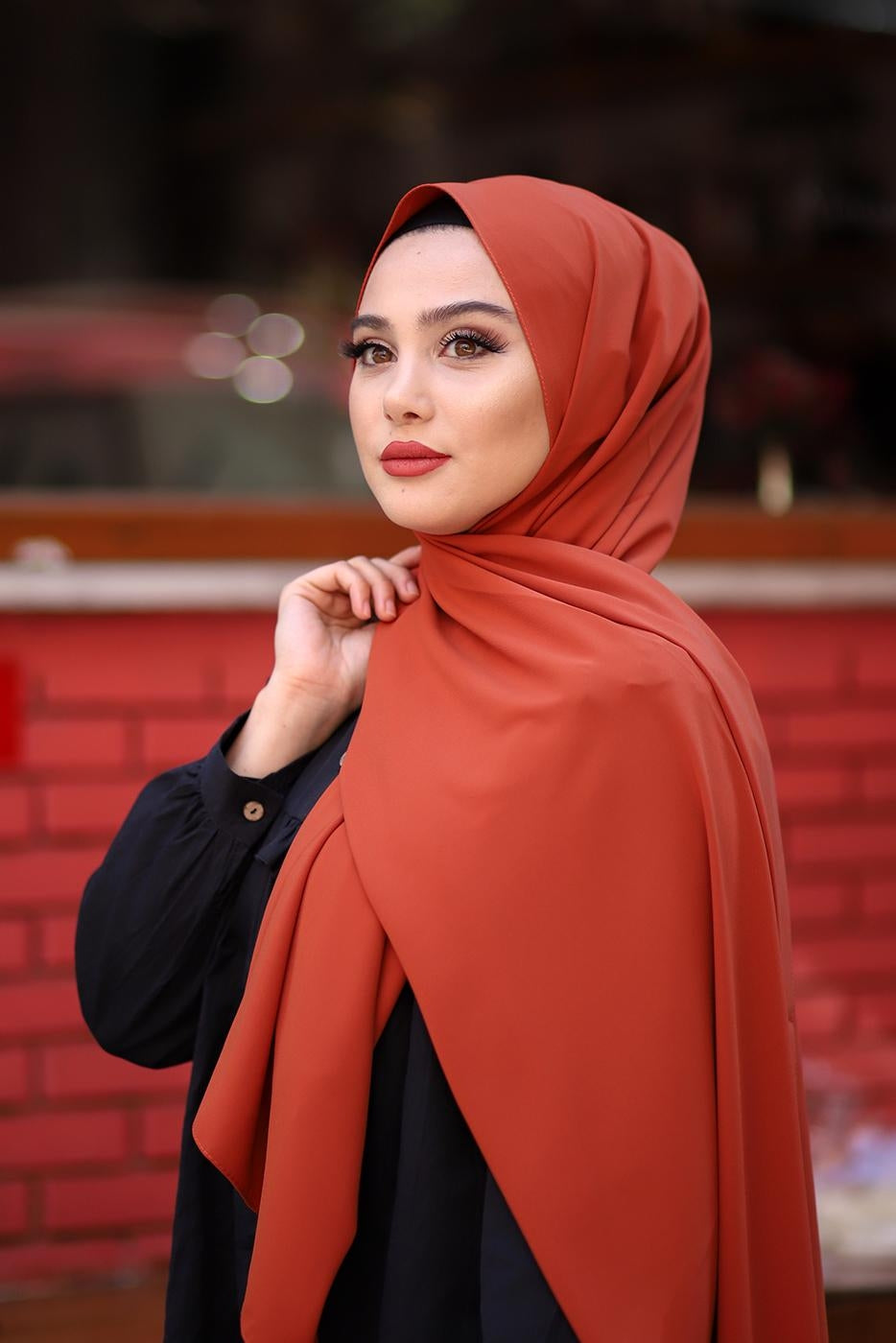 Madina Silk Hijab - Saffron